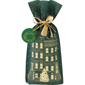 Imagen del producto Bolsa de Polipropileno No Tejido Verde/Oro – Ciudad en Fiesta