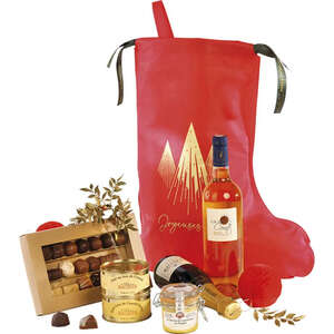 Imagen del producto Bolsa con Forma de Calcetín Navideño de Polipropileno No Tejido Rojo/Oro