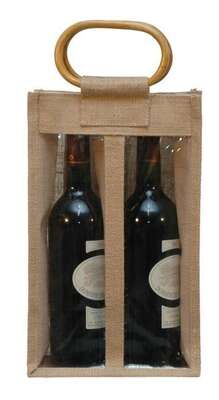 Imagen del producto Bolsa de yute para 2 botellas de 75 cl con ventana 
