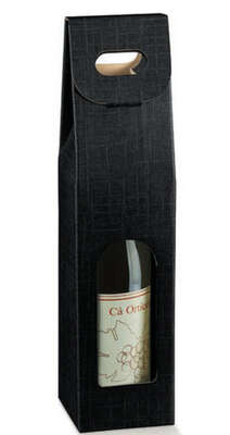 Imagen del producto Estuche Cartón Negra 1 Botella + ventana + asa