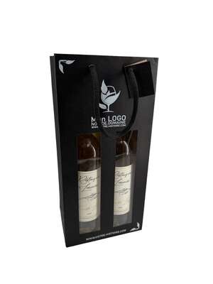 Imagen del producto Bolsa con ventana negra mate para 1, 2 y 3 botellas (Personalización posible)