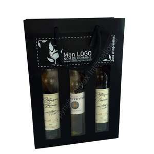 Imagen del producto Bolsa con ventana negra mate para 1, 2 y 3 botellas (Personalización posible)