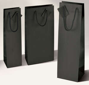 Imagen del producto Bolsa de kraft negra mate para 1 y 2 botellas (personalización posible)