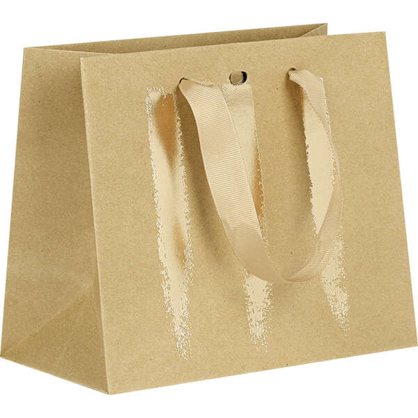 Imagen del producto Bolsa papel kraft dorada con cinta