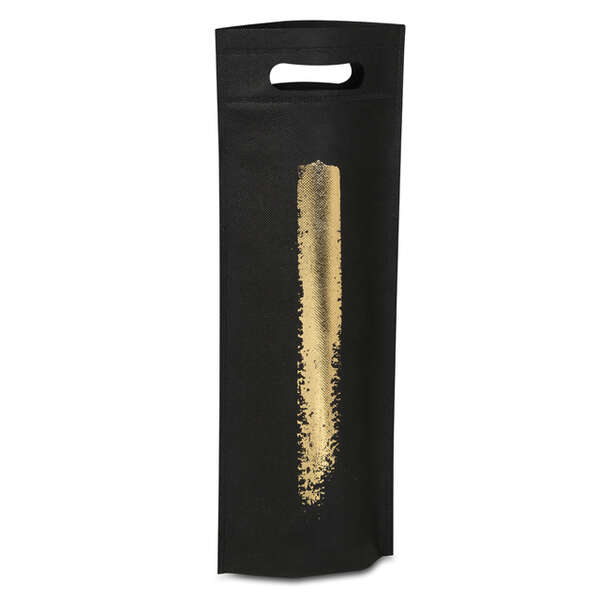 Imagen del producto Bolsa negra y dorada no tejida para 3 botellas