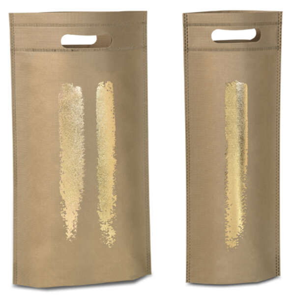 Imagen del producto Bolsa crema y dorada no tejida para botellas