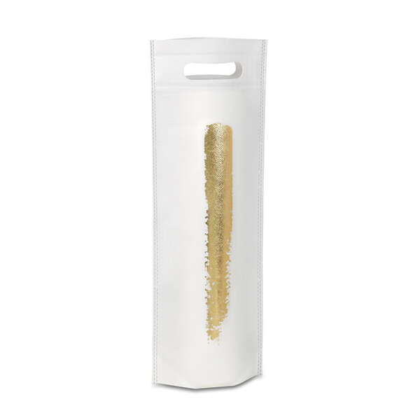 Imagen del producto Bolsa blanca y dorada no tejida para botellas
