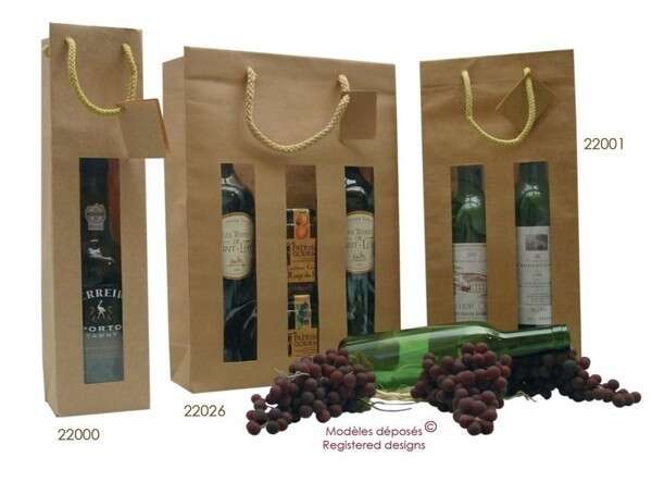 Imagen del producto Bolsas con ventana para 1, 2 y 3 botellas (Personalización posible)