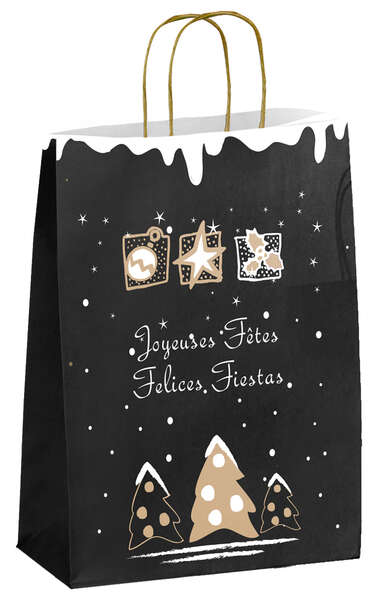Imagen del producto Bolsas papel kraft de Navidad, negro elegante