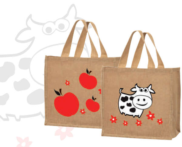 Imagen del producto Bolsa de yute Manzanas y vacas