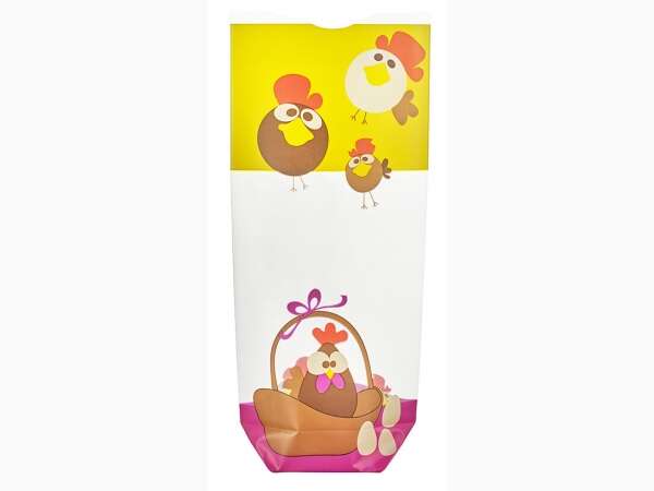 Imagen del producto 100 bolsitas con fondo cartón de Pascua con gallinas