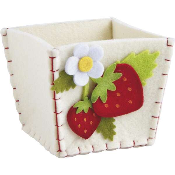 Imagen del producto Cesta de fieltro con motivo de fresas 