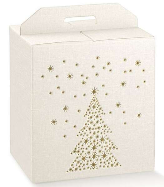 Imagen del producto Caja de regalo con decoración de abeto en dorado 