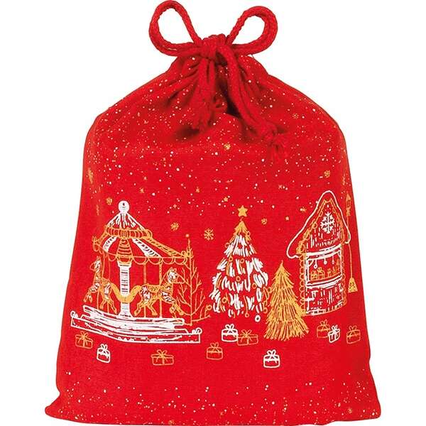 Imagen del producto Saquito de algodón rojo Felices fiestas Chalet