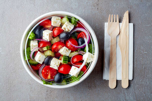 Imagen del producto 25 ensaladeras de kraft + tapa PET