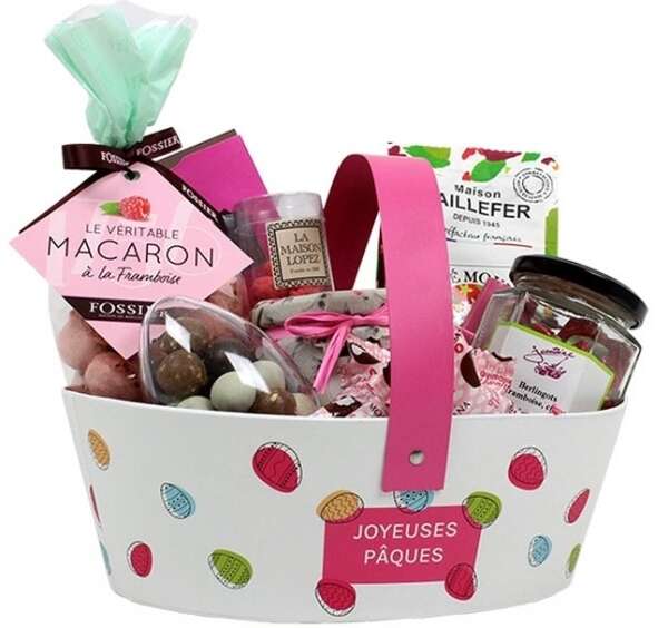 Imagen del producto Cesta de cartón ovalada “Felices Pascuas”
