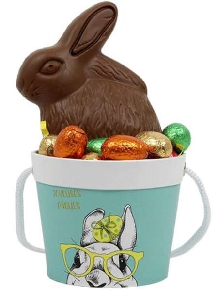 Imagen del producto Cubo redondo de cartón con conejo de Pascua 