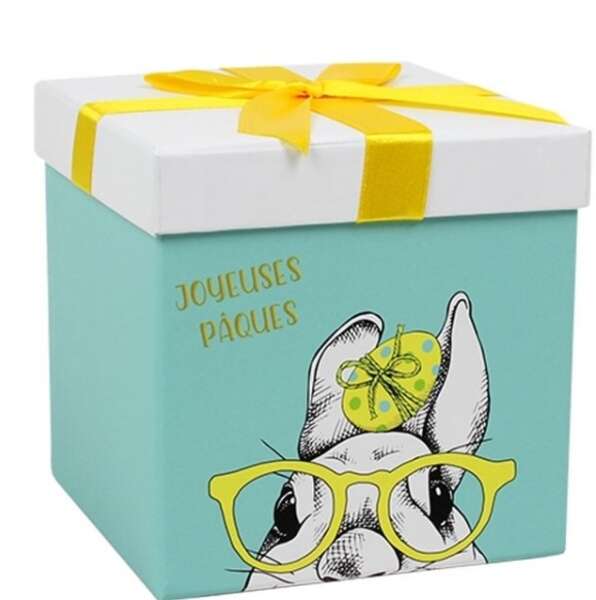 Imagen del producto Caja de regalo de cartón con conejo de Pascua