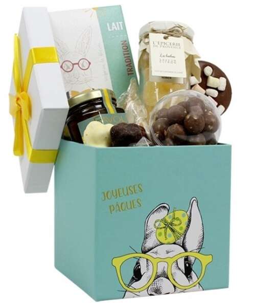 Imagen del producto Caja de regalo de cartón con conejo de Pascua