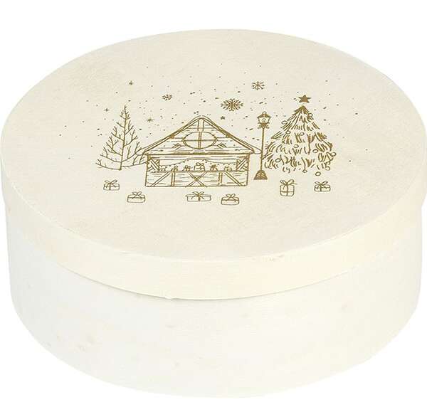 Imagen del producto Caja de madera de color natural y oro 