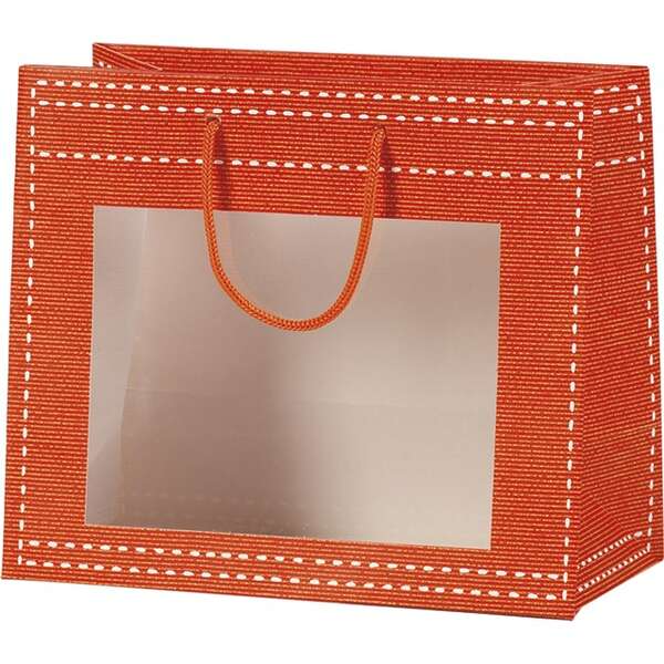 Imagen del producto Bolsas papel naranja ventana PVC