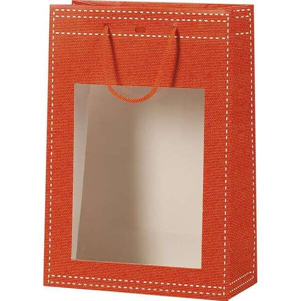 Imagen del producto Bolsas papel naranja ventana PVC