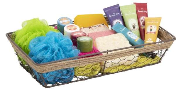 Imagen del producto Bandeja rectangular de metal efecto envejecido y cuerda