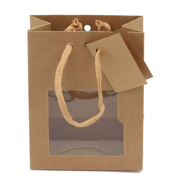 Imagen del producto Bolsa de kraft con asas de cuerda y ventana 