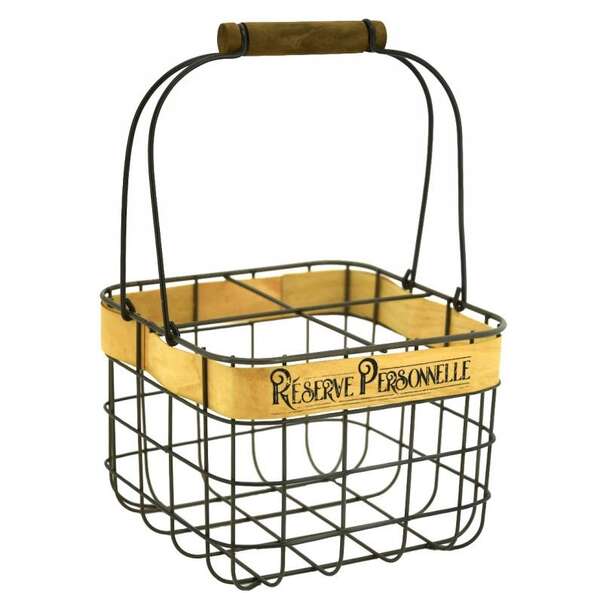 Imagen del producto Portabotellas «reserva personal» de metal y madera