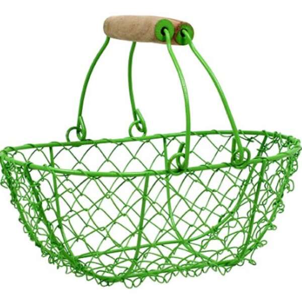 Imagen del producto Cesta oval verde con asas plegables 