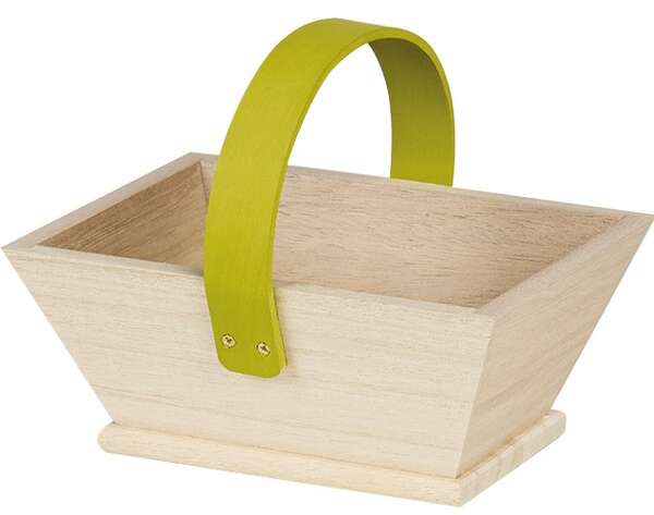 Imagen del producto Cesta de madera rectangular natural de color verde