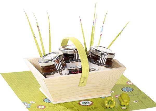 Imagen del producto Cesta de madera rectangular natural de color verde