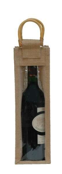 Imagen del producto Bolsa de yute para 1 botella con ventana