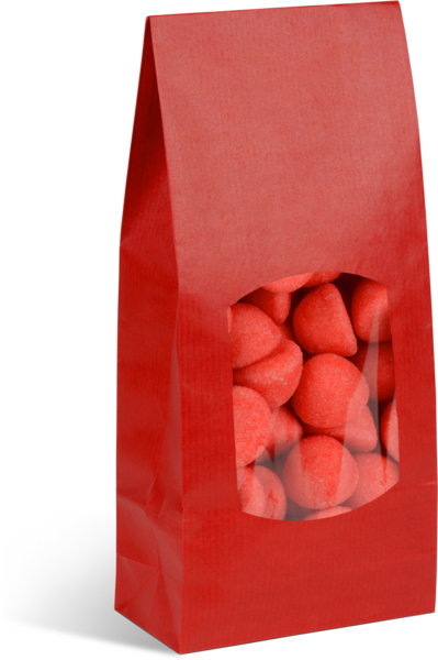 Imagen del producto Bolsas con fondo SOS con ventana kraft verjurada roja