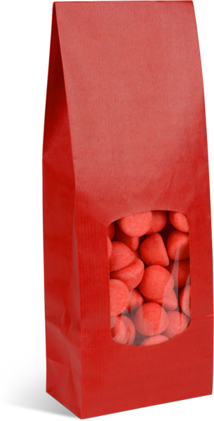 Imagen del producto Bolsas con fondo SOS con ventana kraft verjurada roja