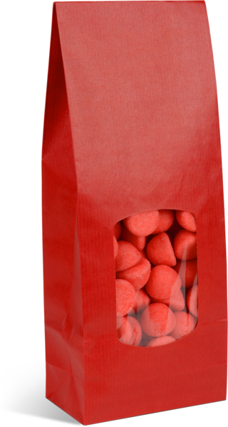 Imagen del producto Bolsas con fondo SOS con ventana kraft verjurada roja
