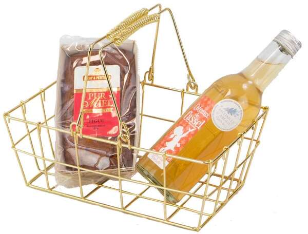 Imagen del producto Cesta rectangular de metal dorado 