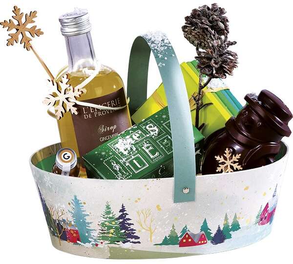 Imagen del producto Cesta de Cartón Ovalada colección “Campo Nevado”