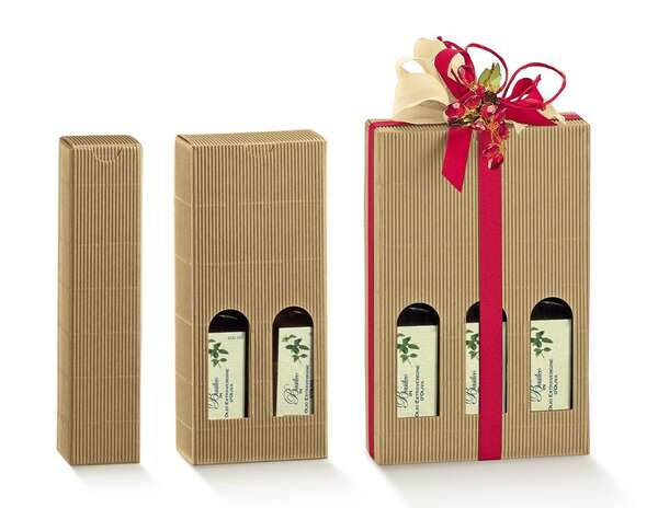 Imagen del producto Estuches de cartón de aceite de oliva. Altura: 24 cm.