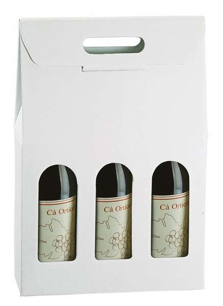 Imagen del producto Estuche de cartón de 2 botellas y 3 botellas “Blanco Económico”