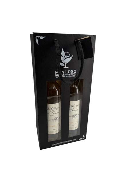 Imagen del producto Bolsa ventana negra mate para 2 y 3 botellas con estampados