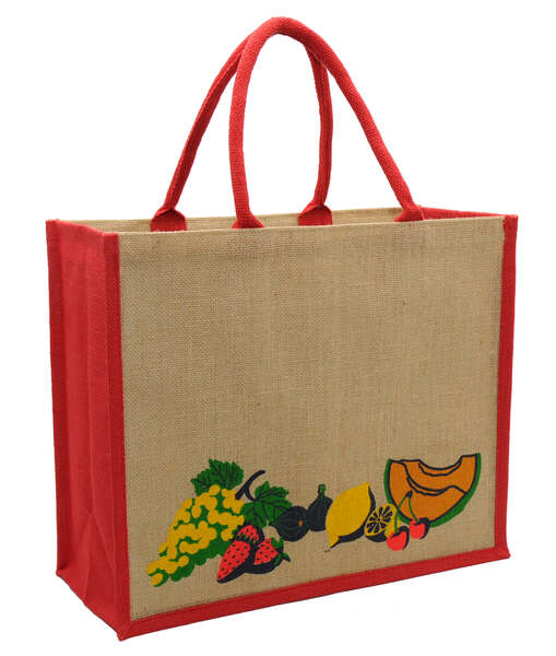 Imagen del producto Bolsa de arpillera con estampado de frutas