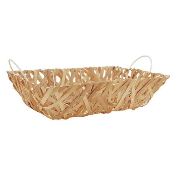 Imagen del producto Baúl de madera con estructura metálica y tirador de metal lacado en blanco.