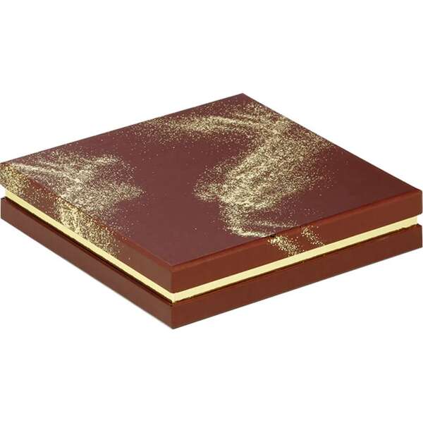 Imagen del producto Caja cuadrada de cartón para bombones, de 3, 4 o 6 filas, color marrón POUDRE D'OR.