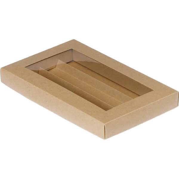 Imagen del producto Caja rectangular de cartón para bombones, de 3, 4 o 5 filas, de papel Kraft.