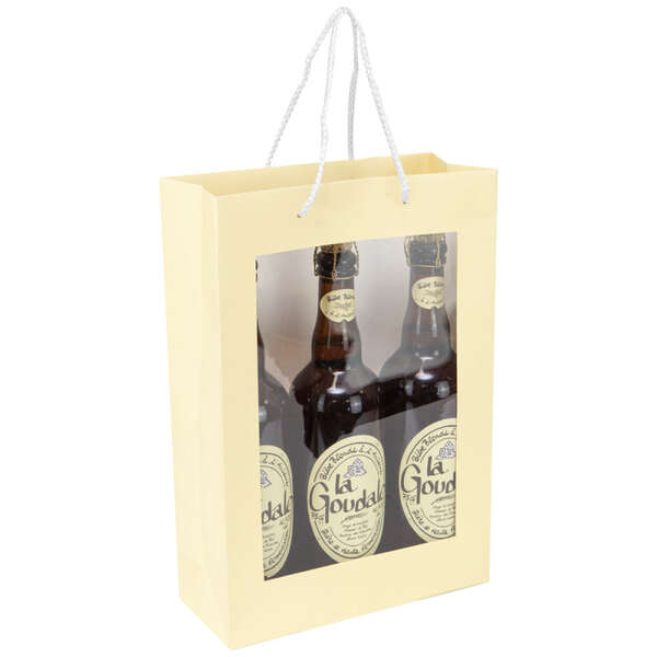 Imagen del producto Bolsa de cartón para 3 botellas con ventana – Cerveza fresca