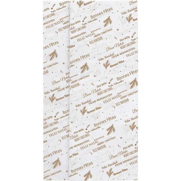 Imagen del producto Papel de seda blanco/dorado con diseño 