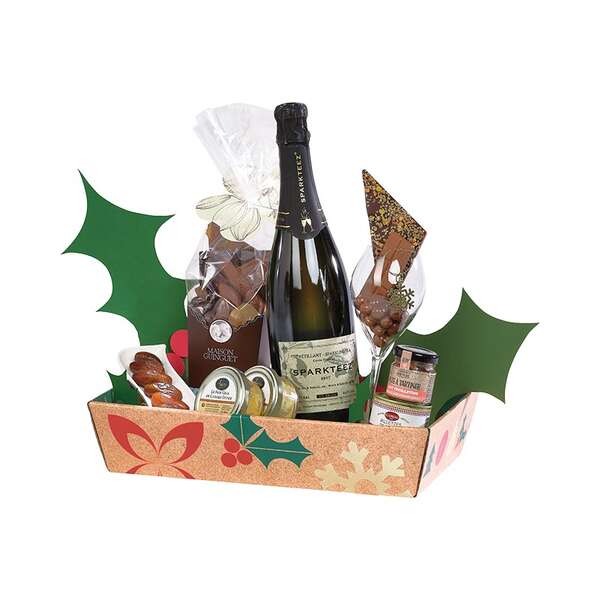 Imagen del producto Cesta rectangular de cartón NAVIDAD NATURALEZA