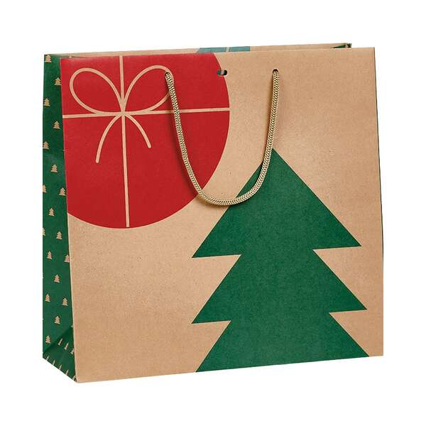 Imagen del producto Bolsa de papel kraft con motivos navideños de la naturaleza