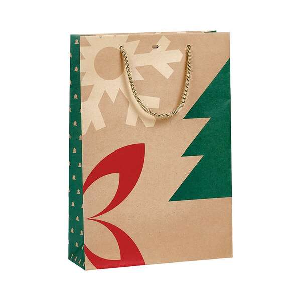 Imagen del producto Bolsa de papel kraft para botellas, NAVIDAD NAVIDEÑA